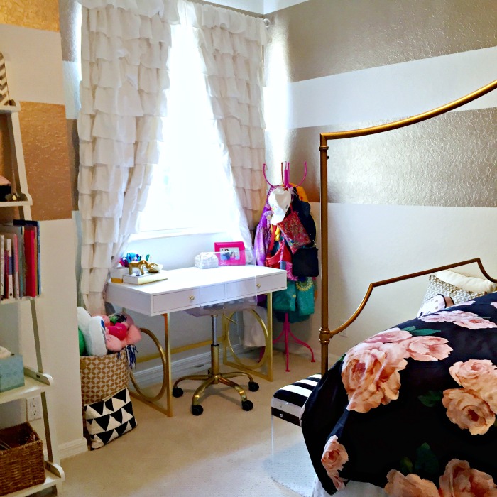 Big Girl Room, Gold Stripes, Pottery Barn Teen