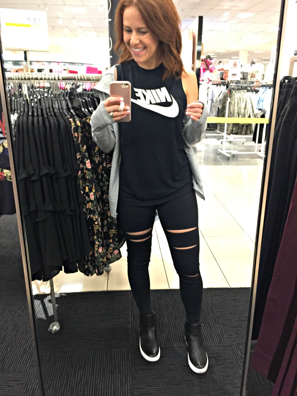 Nordstrom Anniversary sale 2017 -- obsessed with this athleisure wear outfit with distressed leggings