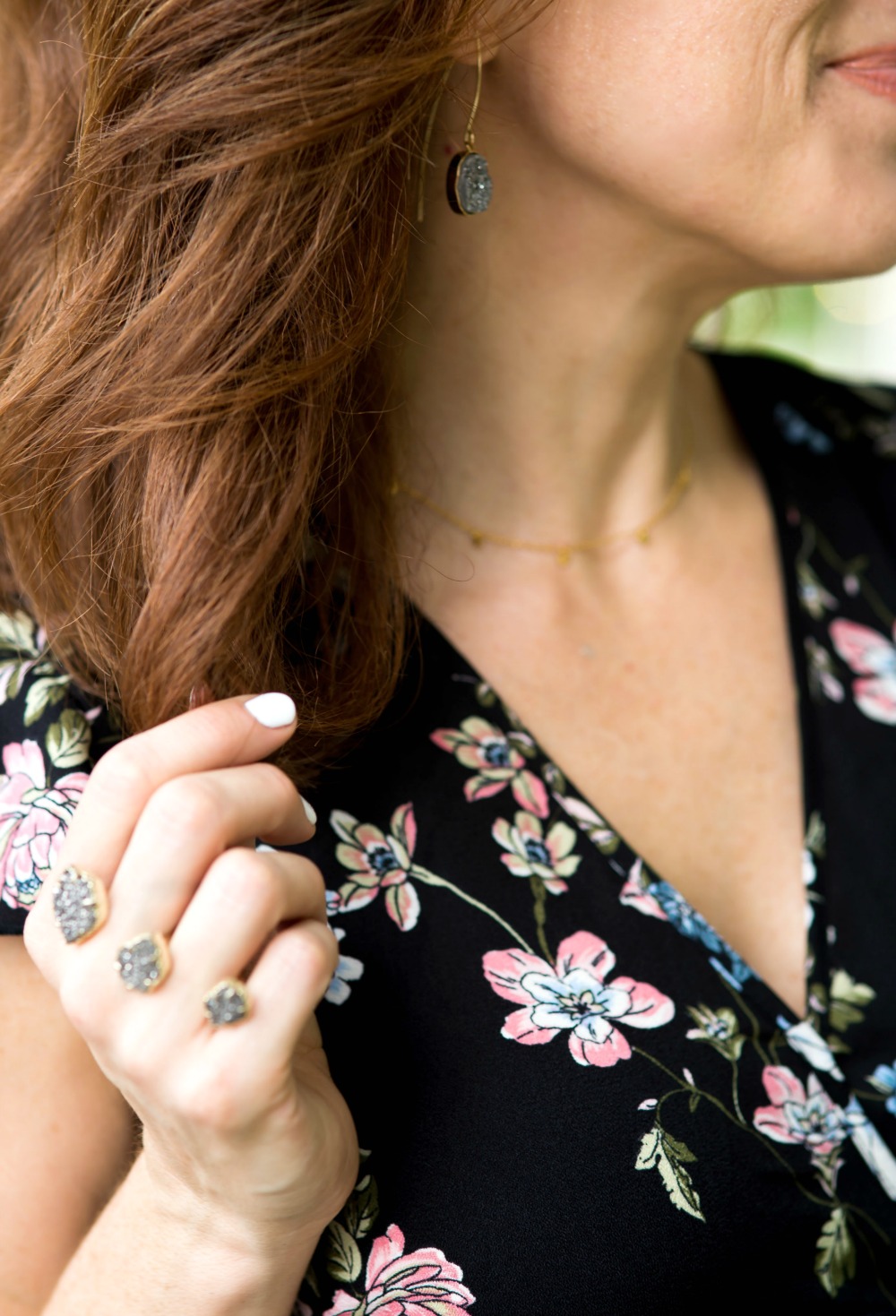 Floral maxi dress for fall with the Kendra Scott 