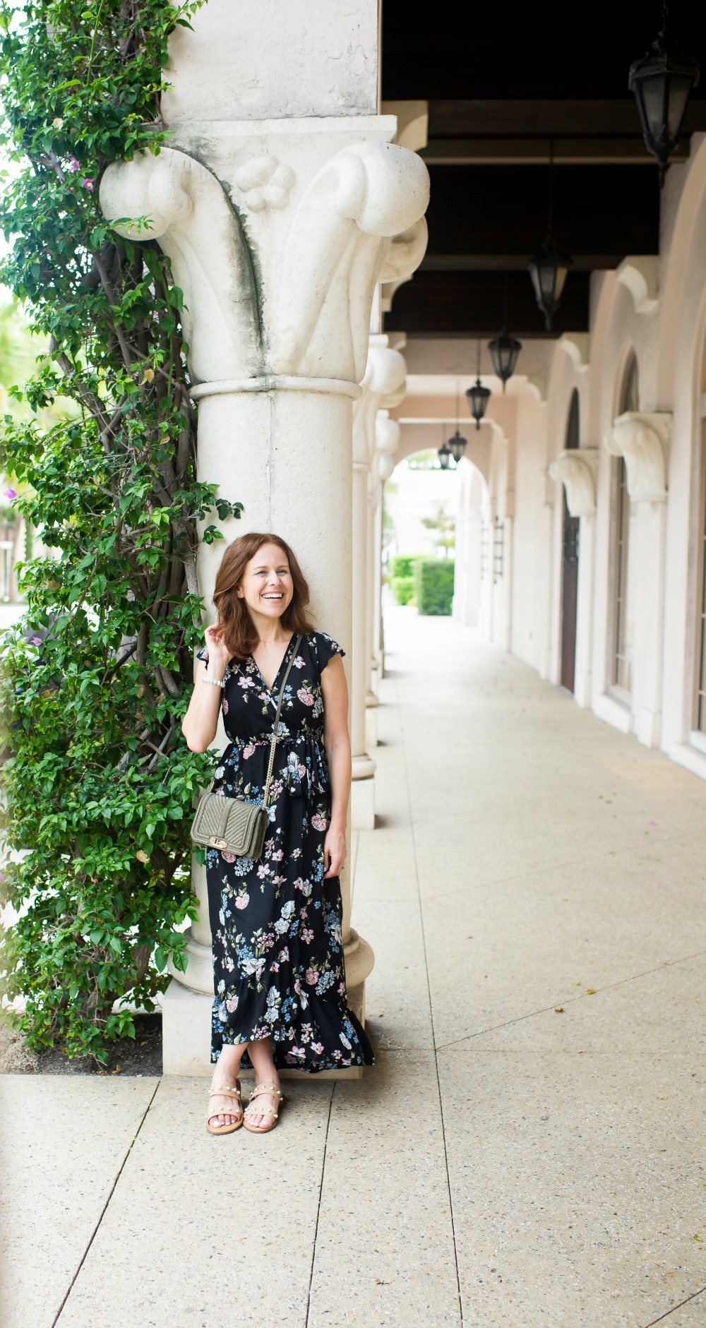 floral maxi dress, styled two ways, in palm beach .