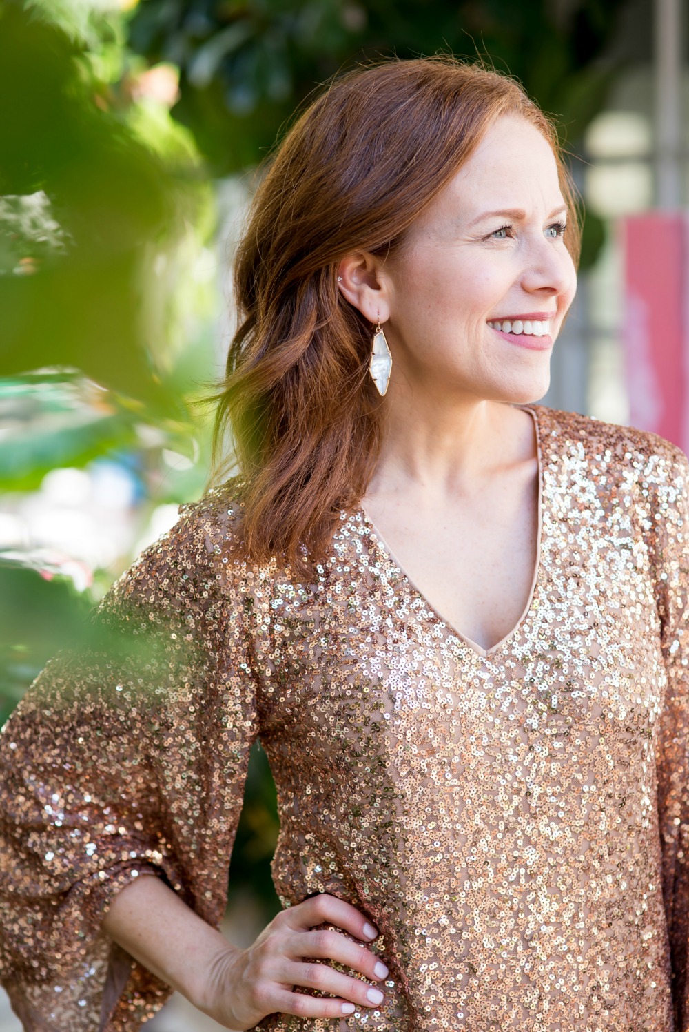 Sequin dress by Maggy London with Kendra Scott earrings | Maggy London | Nordstrom | Two Cute Holiday Party Dresses featured by top Florida fashion blog The Modern Savvy