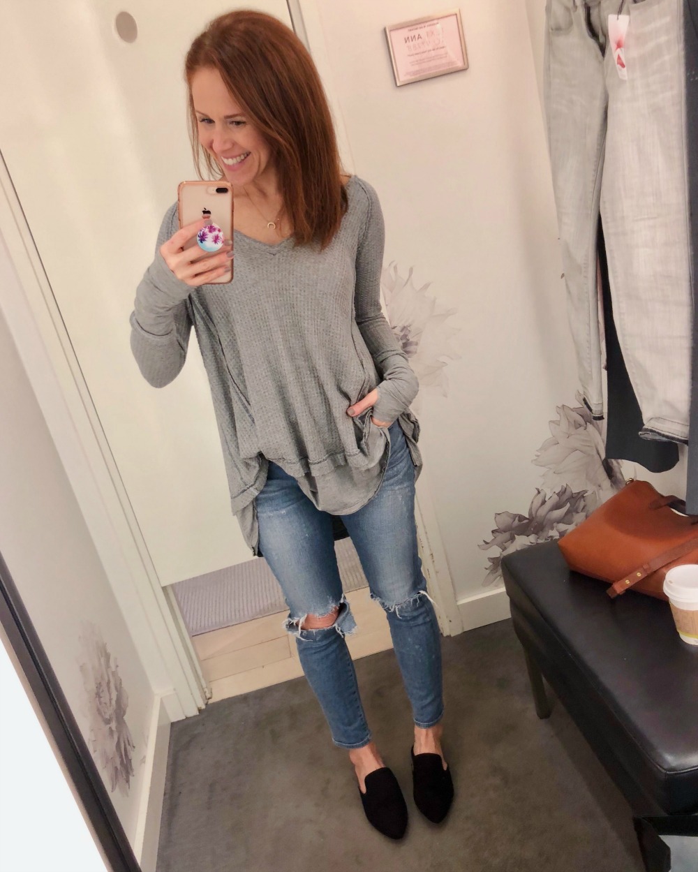 Easy casual look in Free People laguna thermal, Citizens of Humanity denim and Target slides - January 2018 Current Favorites by popular Florida lifestyle blogger The Modern Savvy