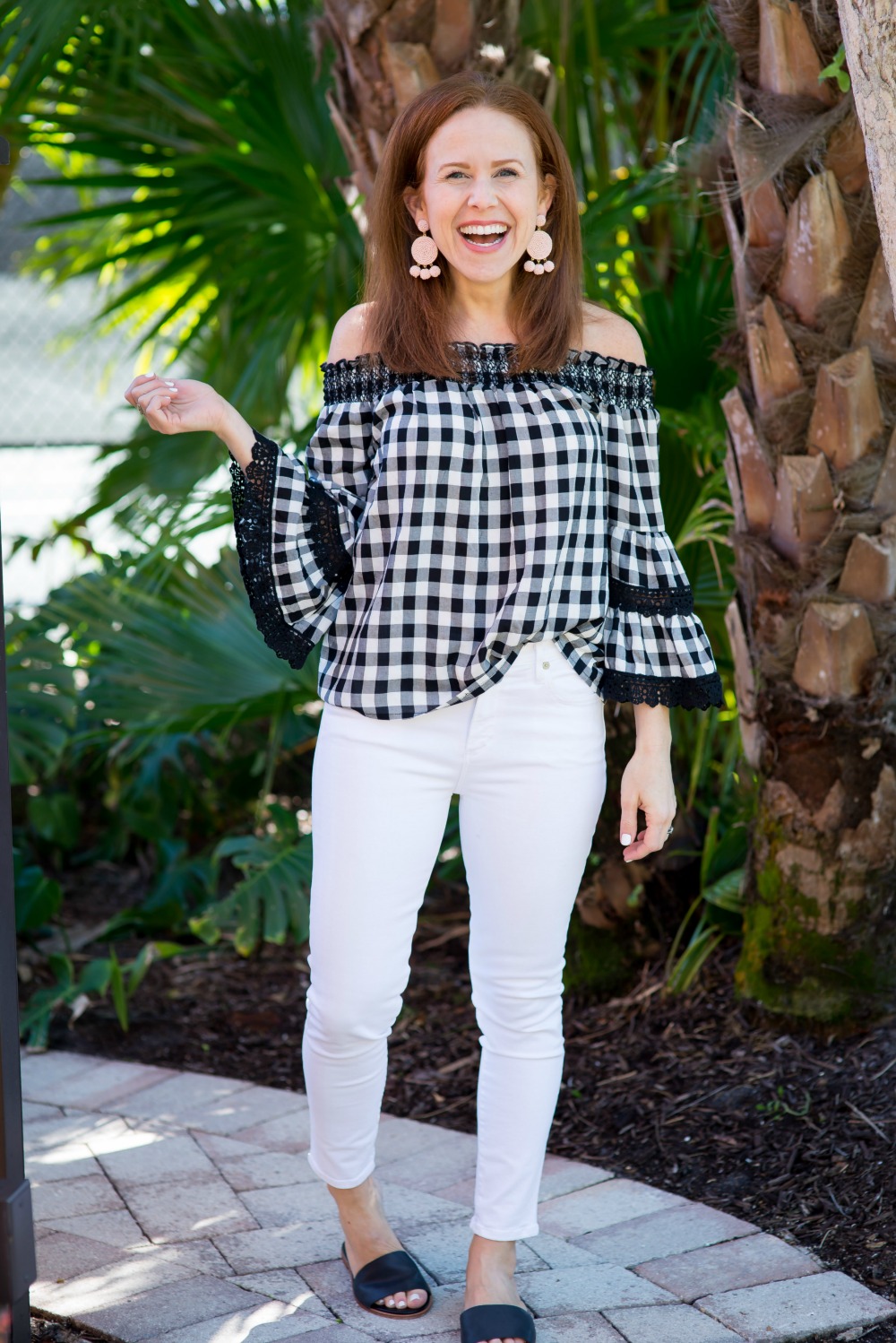 Gingham off the shoulder top for spring // the modern savvy
