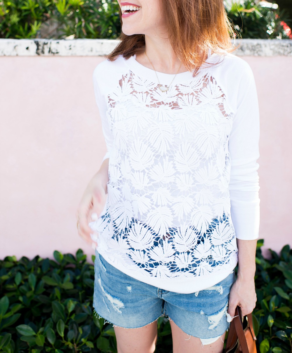 Easy spring outfit formula // the modern savvy - Spring Lace Sweatshirt by popular Florida style blogger The Modern Savvy