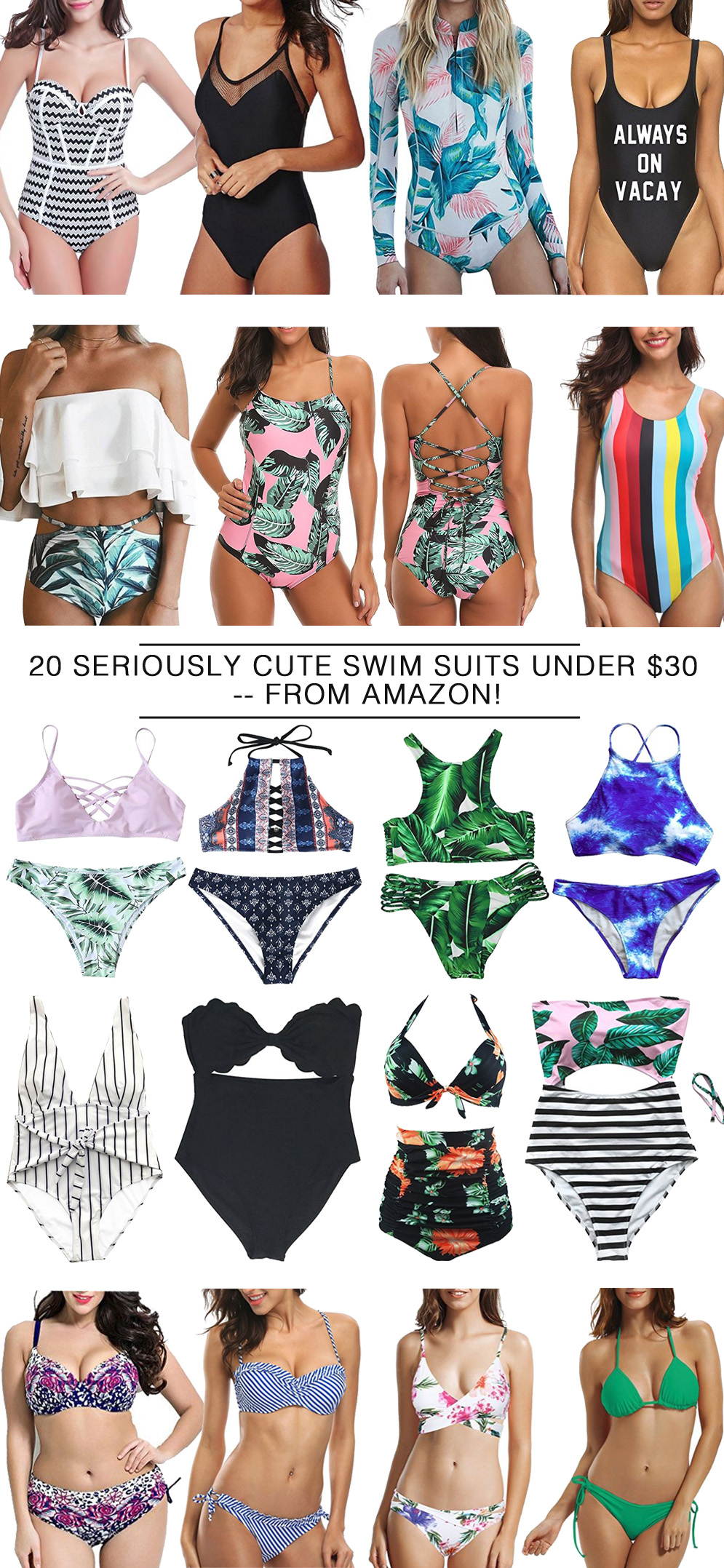 20 Super Cute Swimsuits Under $30 -- From Amazon! featured by popular Florida style blogger, The Modern Savvy