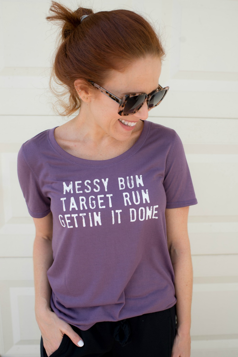 Messy Bun Target Run Gettin It Done tee // the modern savvy life and style blog #casualoutfit #weekendwear #momonthego - Casual Weekend Outfit featured by popular Florida style blogger The Modern Savvy