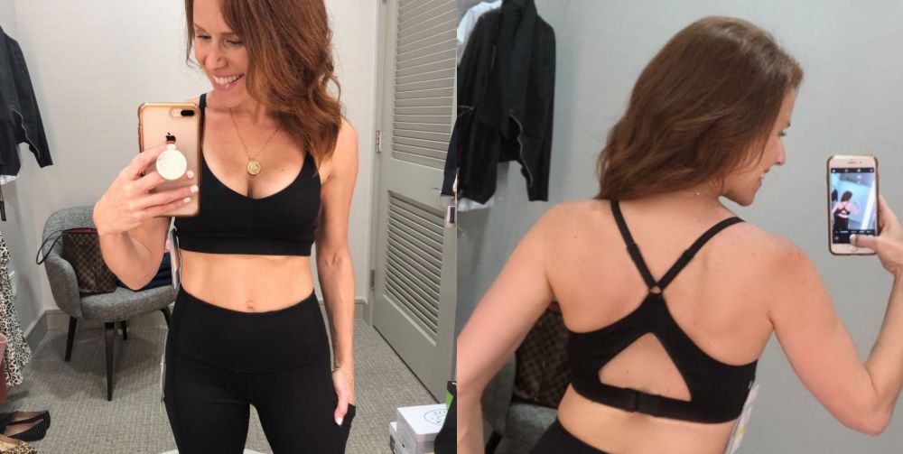 Nordstrom Anniversary Sale 2019: Fitting Room Try-On Session & My Favorite Under $100 finds! by popular Florida fashion blog, The Modern Savvy: image of woman inside a Nordstrom dressing room wearing a Zella Live in Bra. 