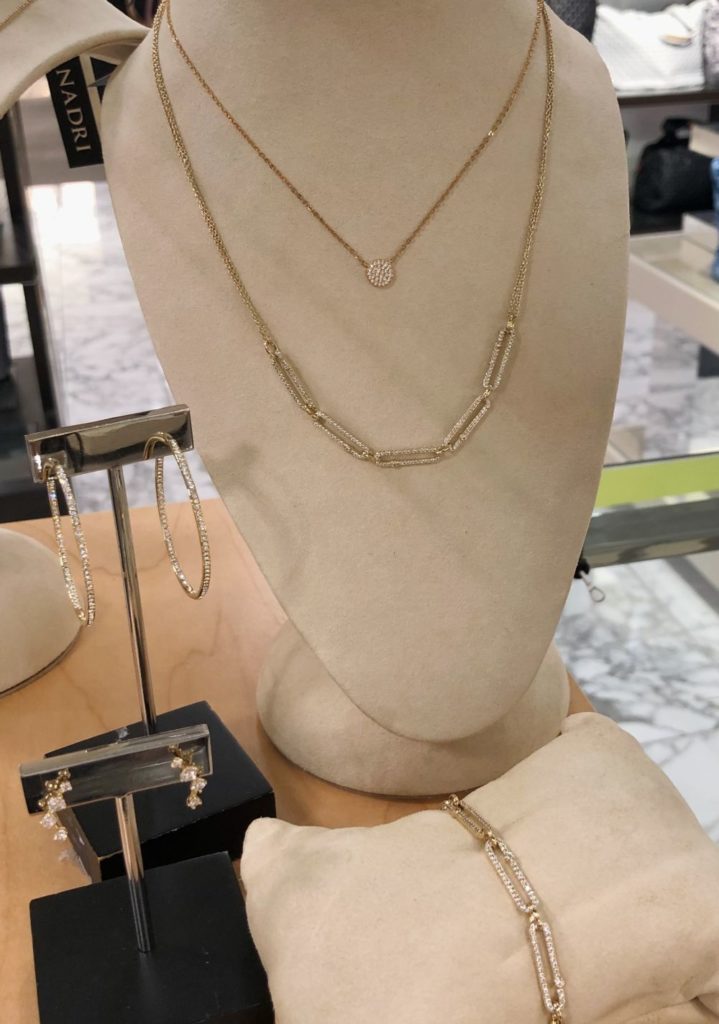 Nordstrom Anniversary Sale 2019: Fitting Room Try-On Session & My Favorite Under $100 finds! by popular Florida fashion blog, The Modern Savvy: image of Nordstrom Medium Seamless Pavé Hoop Earrings, Nordstrom Vintage Cubic Zirconia Ear Crawlers, Nordstrom Pavé Disc Pendant Necklace, Nardi Cubic Zirconia Links Frontal Necklace, and Nardi Cubic Zirconia Links Hoop Earrings.