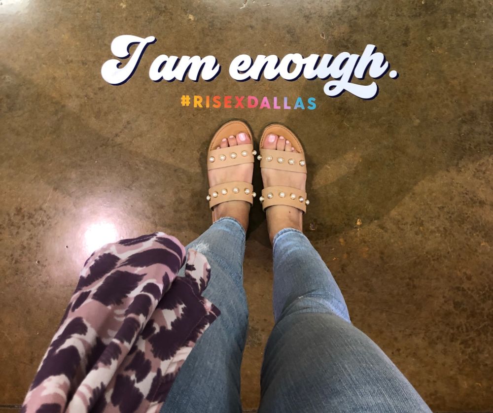 Alyson's Recent Favorites // July 2019 by popular Florida lifestyle blog: The Modern Savvy: image of a woman's feet with the words "I am enough" above them.