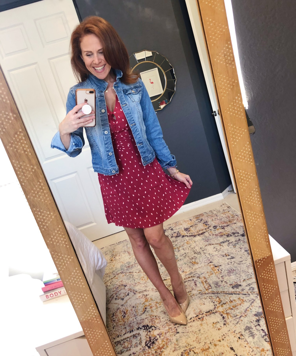 Early Fall / Florida Fall Fashion Ideas from my Latest Trunk Club by popular Florida fashion blog, The Modern Savvy: image of a woman wearing Nordstrom Chelsea 28 Dot print dress 