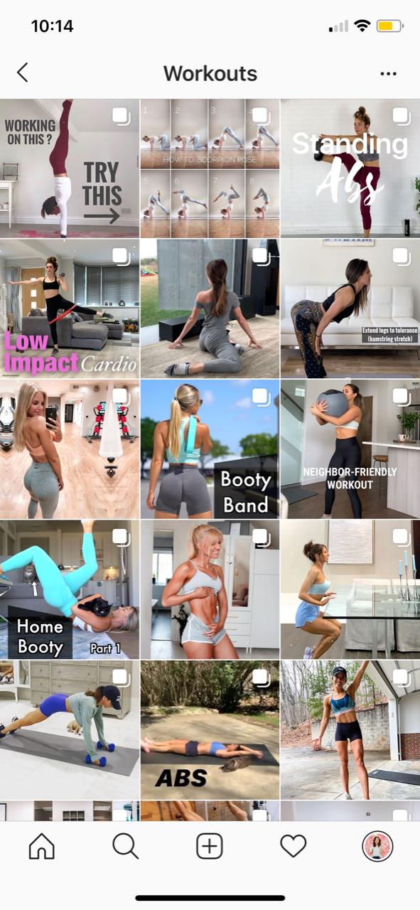 Home Workout Equipment Ideas by popular Florida lifestyle blog, The Modern Savvy: screen shot image of saved workouts on a smart phone. 