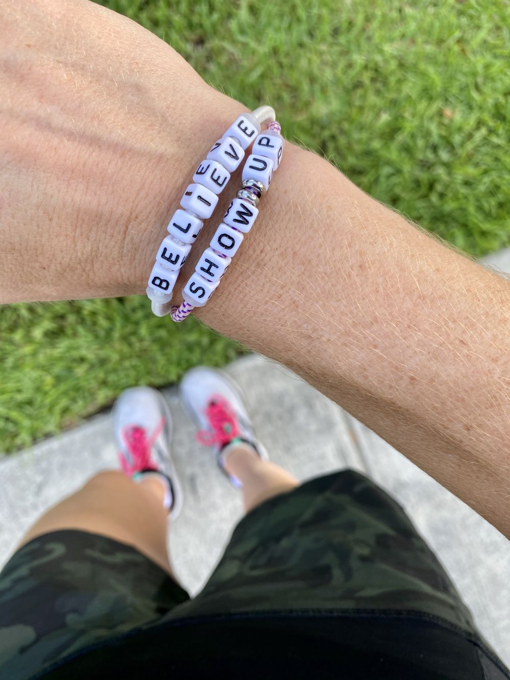 How to Stay Healthy by popular Florida lifestyle blog, The Modern Savvy: image of a woman wearing 'believe' and 'show up' stack bracelets.